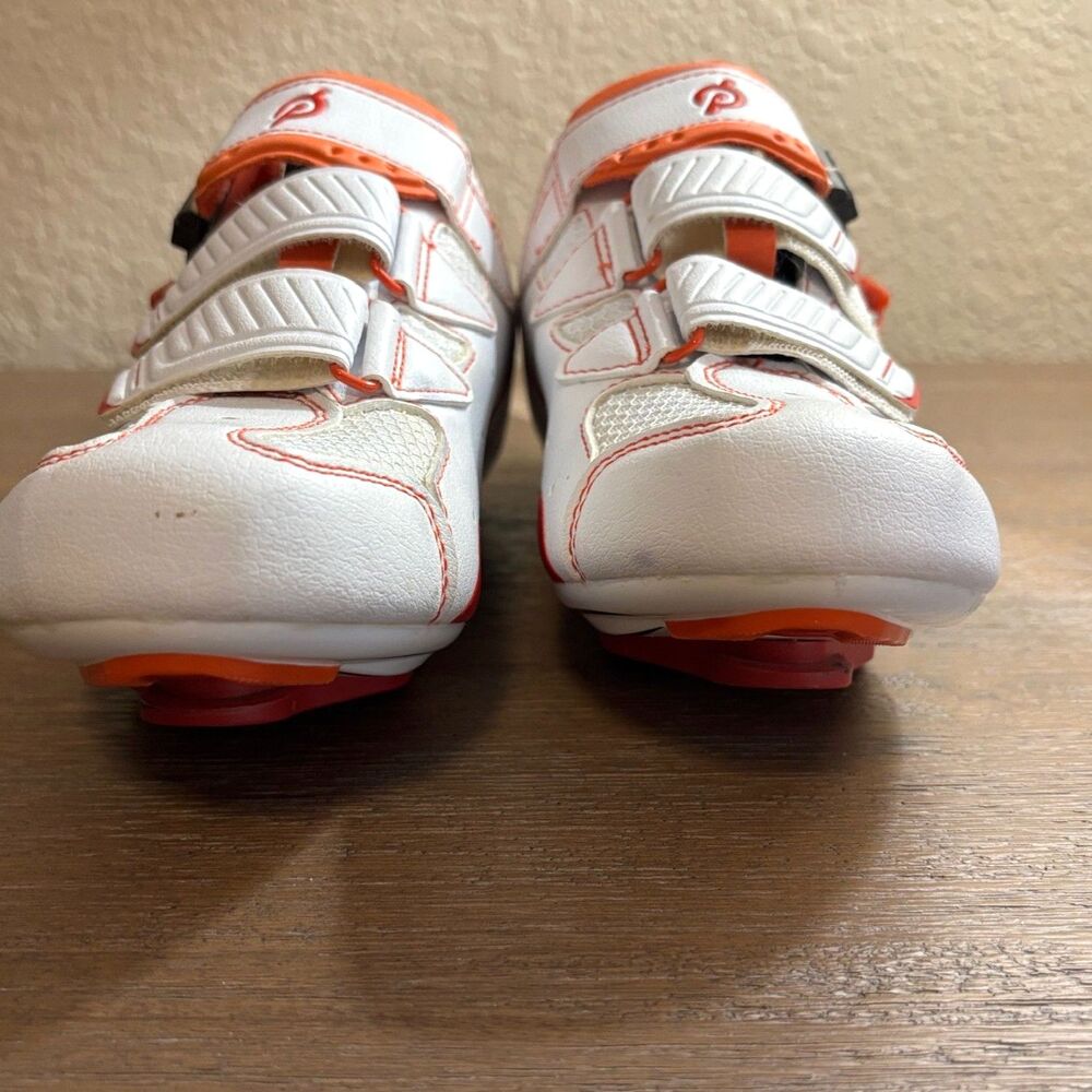 Peloton Original Cycling Shoes White Orange Unisex Sz EU 40/US Men's 7 Women's 9 - Picture 2 of 6